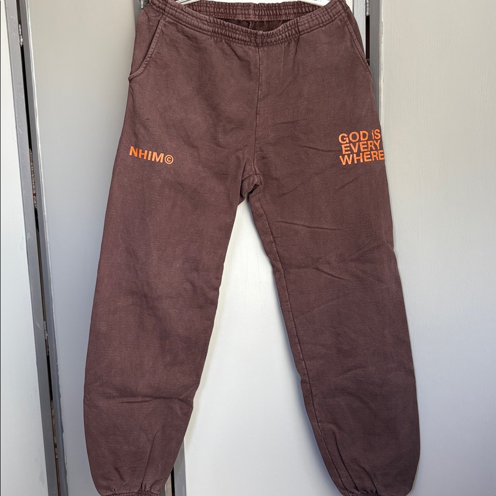 NHIM God is Everywhere Brown Sweatpants Unisex Medium